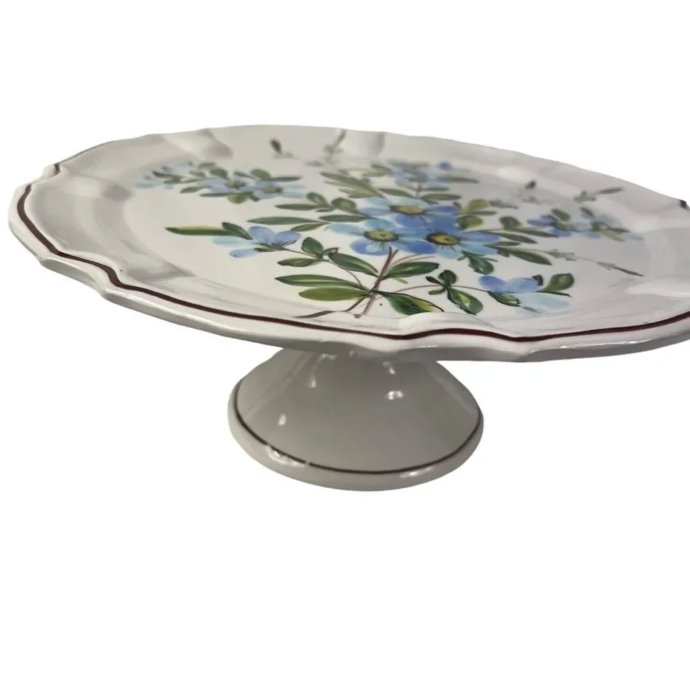 Vintage Antonio Zen Scultore Nove Italian Hand painted Cake Platter Pedestal